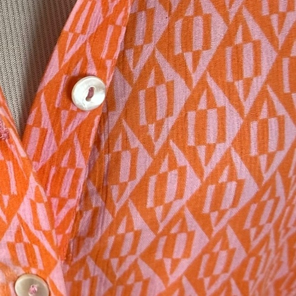 Free People Rillo Shirt Dress Pink Rose Size Small NWOT Cover Up Orange Tropical - Picture 5 of 12